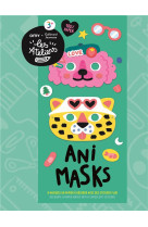 ANI MASKS - 6 MASQUES EN PAPIER A DECORER AVEC DES STICKERS FLUO