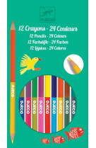 12 CRAYONS DOUBLES - 24 COULEURS