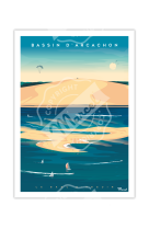 AFFICHES MARCEL - BASSIN D-ARCACHON BANC D-ARGUIN 30CM X 40CM 350 G/M²