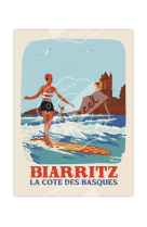 AFFICHES MARCEL - BIARRITZ RETRO SURF - C?TE DES BASQUES 30X40CM 350 G/M??