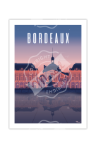 AFFICHES MARCEL SMALL EDITION - BORDEAUX PLACE DE LA BOURSE BY NIGHT  30CM X 40CM 350 G/M²