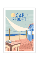 AFFICHES MARCEL - CAP FERRET CABANE ? HU?TRES 30CM X 40CM 350 G/M?