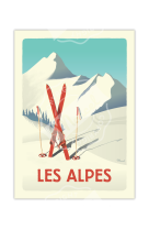 AFFICHES CLASSICS WINTER ALPES - LES SKI ROUGES  50X70CM 350 G/M²