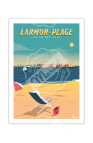 AFFICHE LARMOR-PLAGE --VUE SUR PORT-LOUIS-- 30X40CM