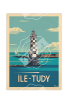 AFFICHES MARCEL SMALL EDITION - ?LE-TUDY ? PHARE DE LA PERDRIX ? 30X40CM 350 G/M?