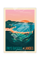 AFFICHES PAYS BASQUE & LANDES   50X70CM 350 G/M²