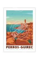 AFFICHES MARCEL - PERROS-GUIREC CÔTE DE GRANIT ROSE 30CM X 40CM 350 G/M²