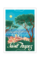 AFFICHES SAINT-TROPEZ THE FRENCH RIVIERA  50X70CM 350 G/M?