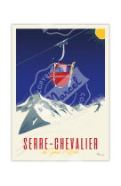 AFFICHES SERRE CHEVALIER TÉLÉCABINE ROUGE 50X70CM