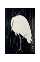 AFFICHE ESTAMPES JAPONAISES UNE AIGRETTE SOUS LA PLUIE - JKO0009