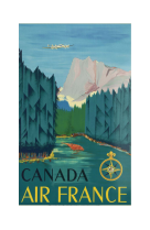 AFFICHE AIR FRANCE LEGEND CANADA, MONTAGNE ET RIVIÈRE AFL0056 30X40 EN POCHETTE GIFT