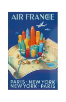 AFFICHE AIR FRANCE LEGEND PARIS - NEW YORK, BUILDING MAP AFL0329 30X40 EN POCHETTE GIFT