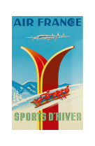 AFFICHE AIR FRANCE LEGEND SPORTS D-HIVER, BOBSLEIGH AFL0048 50X70 EN TUBE