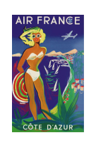 AFFICHE AIR FRANCE LEGEND CÔTE D-AZUR, PLAGE AFL0178 30X40 EN POCHETTE GIFT