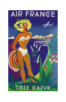 AFFICHE AIR FRANCE LEGEND C?TE D-AZUR, PLAGE AFL0178 50X70 EN TUBE