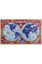 AFFICHE AIR FRANCE LEGEND PLANISPHÈRE, MAPPEMONDE (ROUGE/BLEU) AFL0242 30X40 EN POCHETTE GIFT