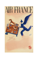 AFFICHE AIR FRANCE LEGEND BAGAGISTE AILE, CHIEN, PERROQUET, OIES AFL0422 30X40 EN POCHETTE GIFT