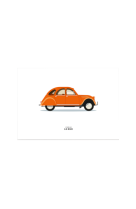 30X40 CM LE DUO VOITURE CITROEN 2CV ORANGE