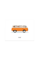 30X40 CM LE DUO VOITURE COMBI VOLKSWAGEN ORANGE