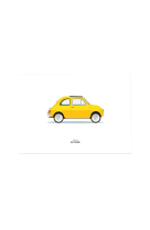 30X40 CM LE DUO VOITURE FIAT 500 JAUNE