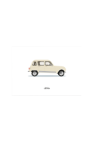 30X40 CM LE DUO VOITURE RENAULT 4L BEIGE