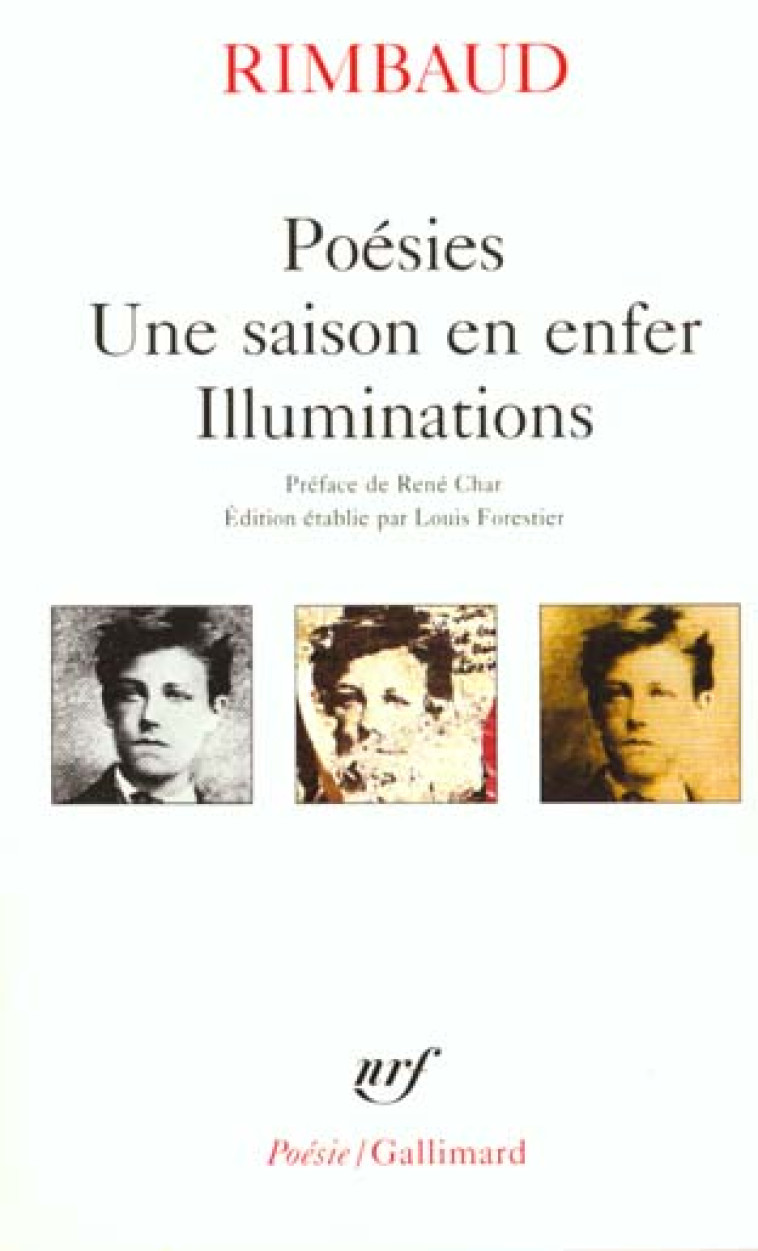 POESIES, UNE SAISON EN ENFER, ILLUMINATIONS - RIMBAUD/CHAR - GALLIMARD