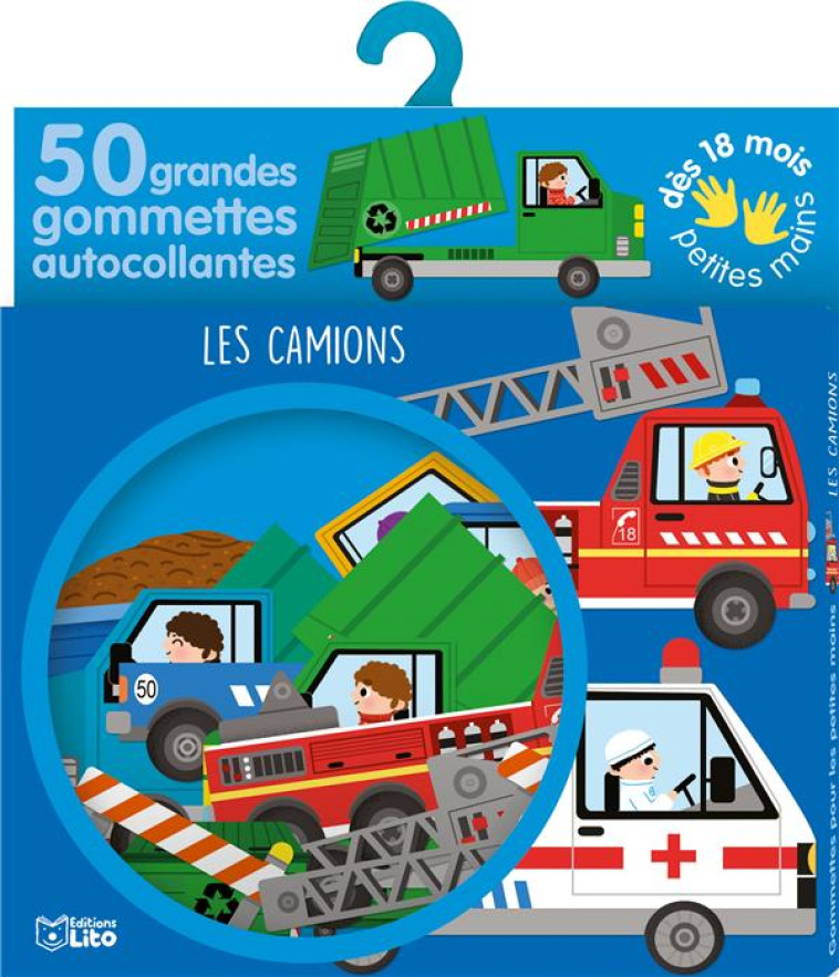 GOMMETTES POUR LES PETITES MAINS  -  50 GRANDES GOMMETTES AUTOCOLLANTES  -  LES CAMIONS - XXX - NC