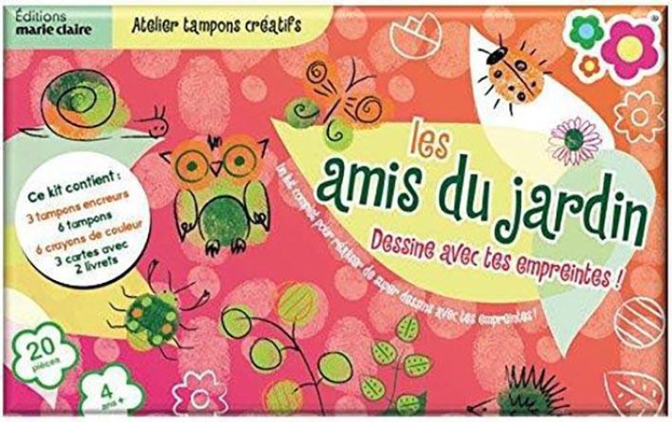 ATELIER TAMPONS CREATIFS  -  LES AMIS DU JARDIN  -  DESSINE AVEC TES EMPREINTES ! UN KIT COMPLET POUR REALISER DE SUPER DESSINS AVEC TES EMPREINTES ! - XXX - Marie-Claire