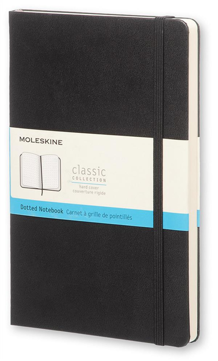 CARNET GRAND FORMAT POINTILLES  -  COUERTURE RIGIDE NOIRE - MOLESKINE - NC