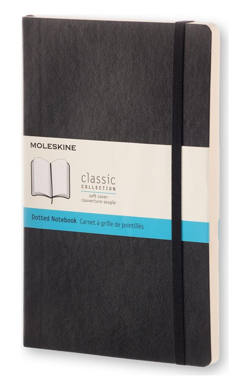 CARNET GRD FORMAT POINTILLES  -  COUVERTURE SOUPLE NOIRE - MOLESKINE - NC