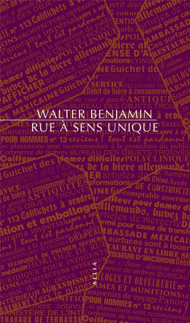 RUE A SENS UNIQUE - BENJAMIN WALTER - ALLIA