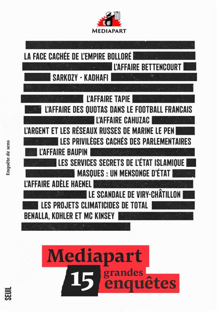 MEDIAPART. 15 GRANDES ENQUETES - ARFI/HAJDENBERG - SEUIL