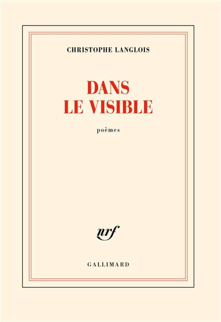 DANS LE VISIBLE - LANGLOIS CHRISTOPHE - GALLIMARD