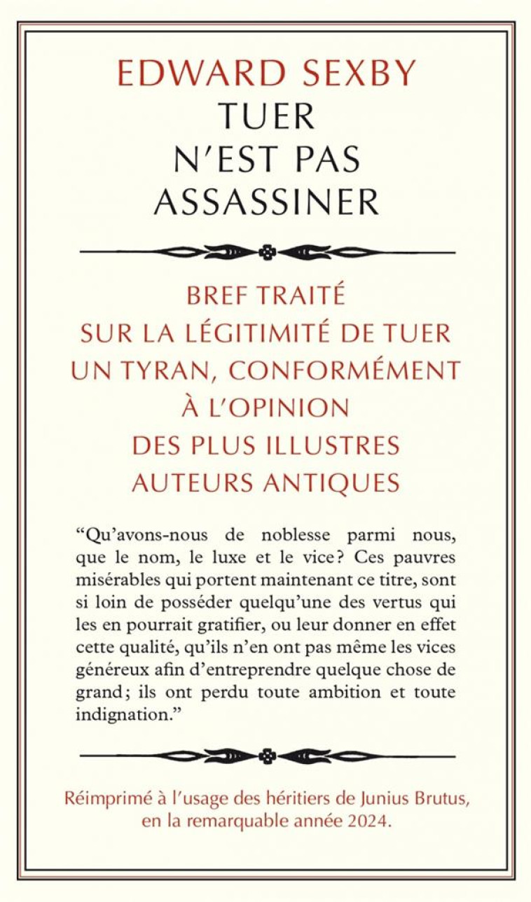 TUER N-EST PAS ASSASSINER - SEXBY - ALLIA