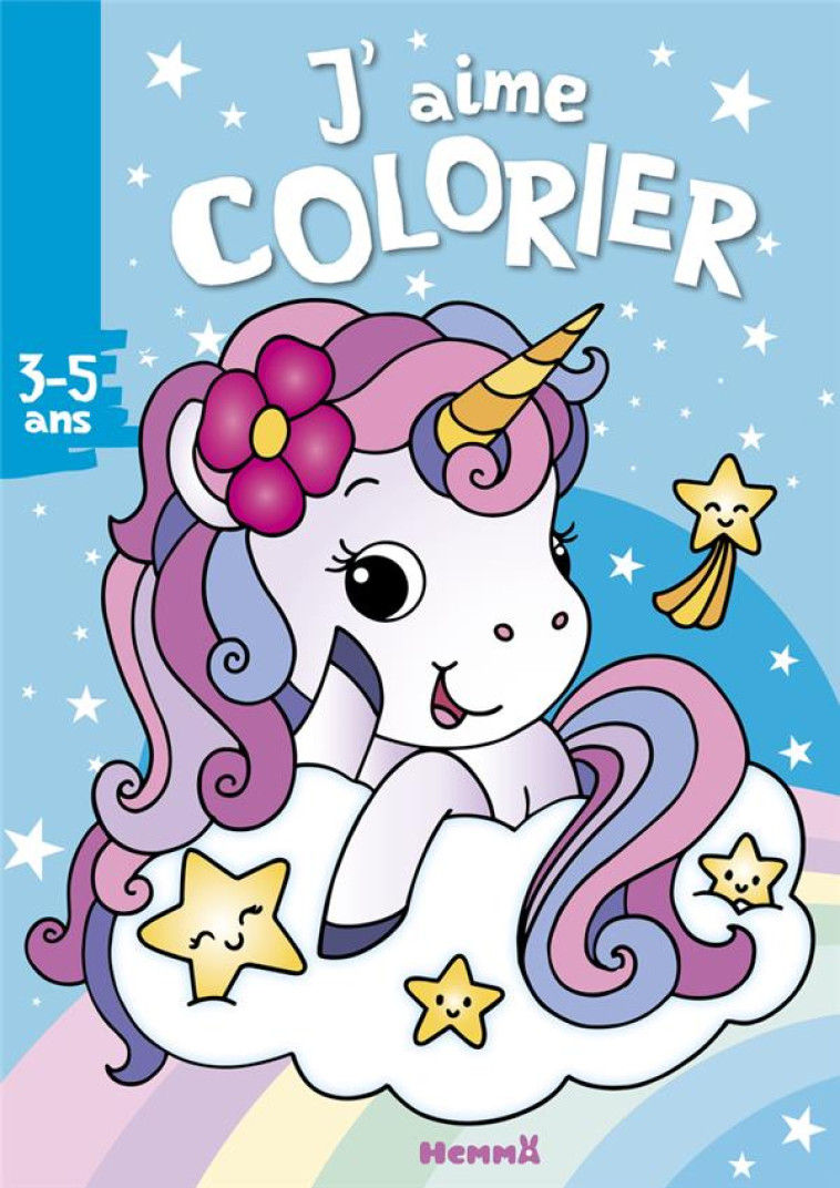 J-AIME COLORIER (3-5 ANS) (LICORNE SUR FOND BLEU) - PIETTE NADINE - HEMMA