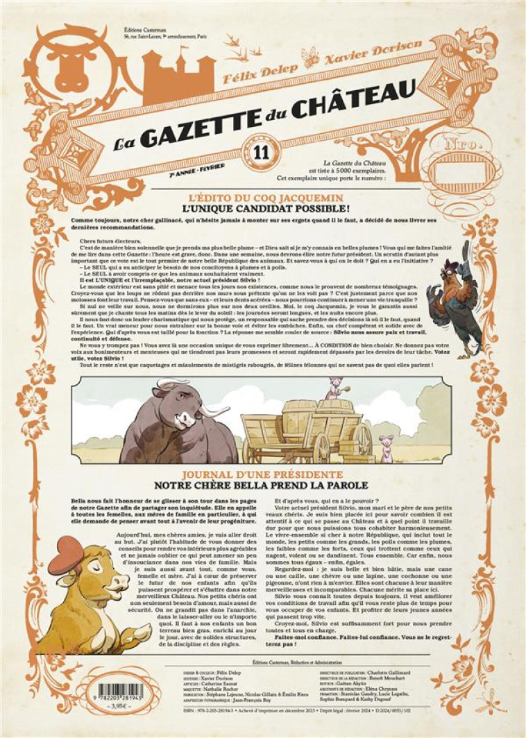 LE CHATEAU DES ANIMAUX - LA GAZETTE DU CHATEAU - VOL11 - DELEP/DORISON - CASTERMAN