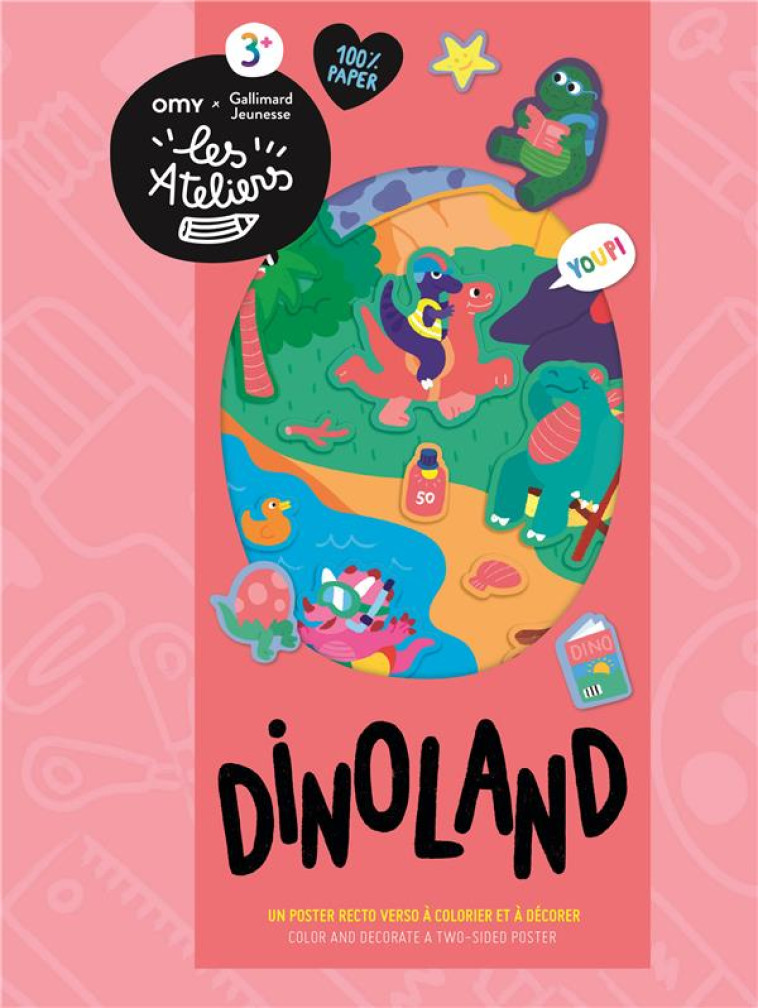 DINOLAND - UN POSTER RECTO VERSO A COLORIER ET A DECORER - COLLECTIF - NC