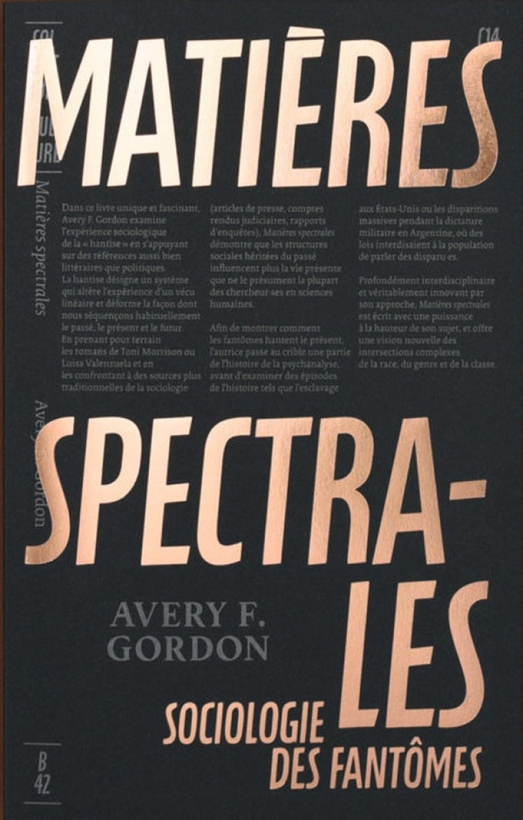 MATIERES SPECTRALES - SOCIOLOGIE DES FANTOMES - GORDON AVERY - PLUME APP