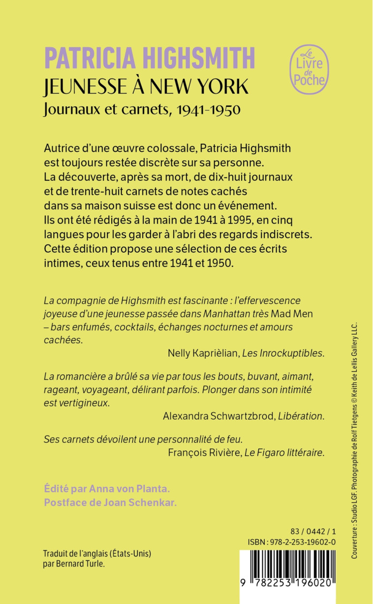 Jeunesse à New York - Patricia Highsmith - LGF