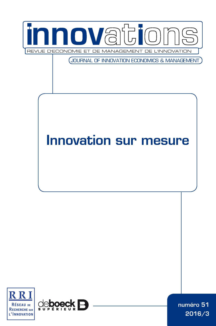 Innovations 2016/3 - 51 - Innovation sur mesure -  Collectif - DE BOECK SUP