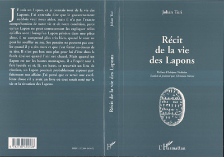 Récit de la vie des Lapons - Johan Tu Ri - L'HARMATTAN