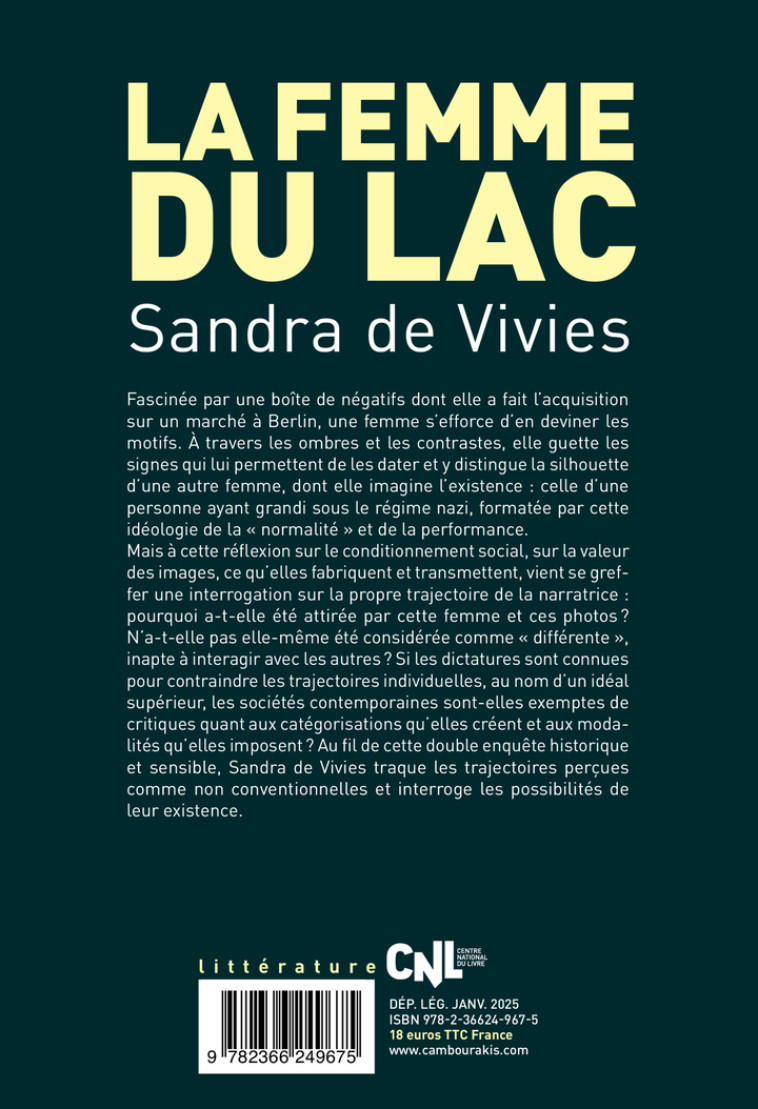 La Femme du lac - Sandra de Vivies - CAMBOURAKIS